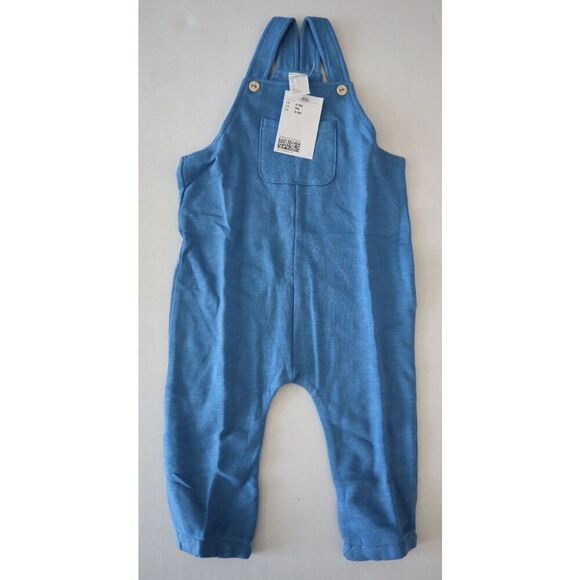 H&M Baby Boy Sz 9M (6-9M) Bright Blue/Green 2-Pack Cotton, French Terry Overalls - Picture 7 of 12